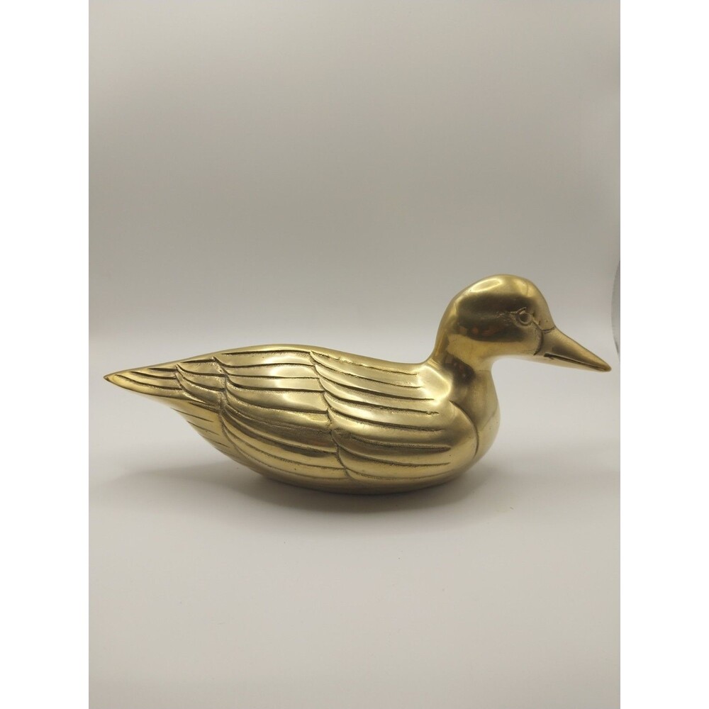 Vintage MCM Heavy Brass Duck Figurine 10” Long- EUC - Picture 8 of 14